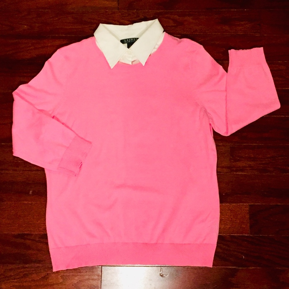 Ralph Lauren White Collar Pink Sweater